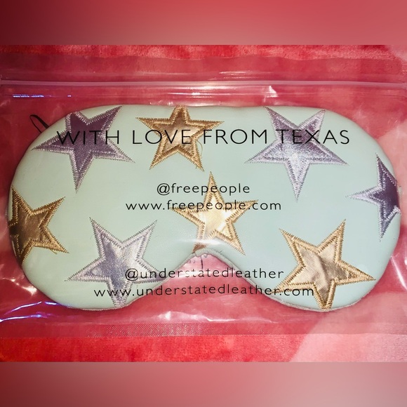 NIB FREE PEOPLE & UNDERSTATED LEATHER STARRY🌟EYED TRAVEL👁️MASK-MINT,OS,BNIB✨LE - Picture 4 of 5